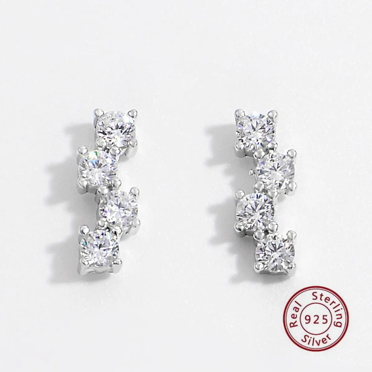 1 Pair Elegant Sweet Splicing Solid Color Plating Inlay Sterling Silver Zircon White Gold Plated Rhodium Plated Ear Studs