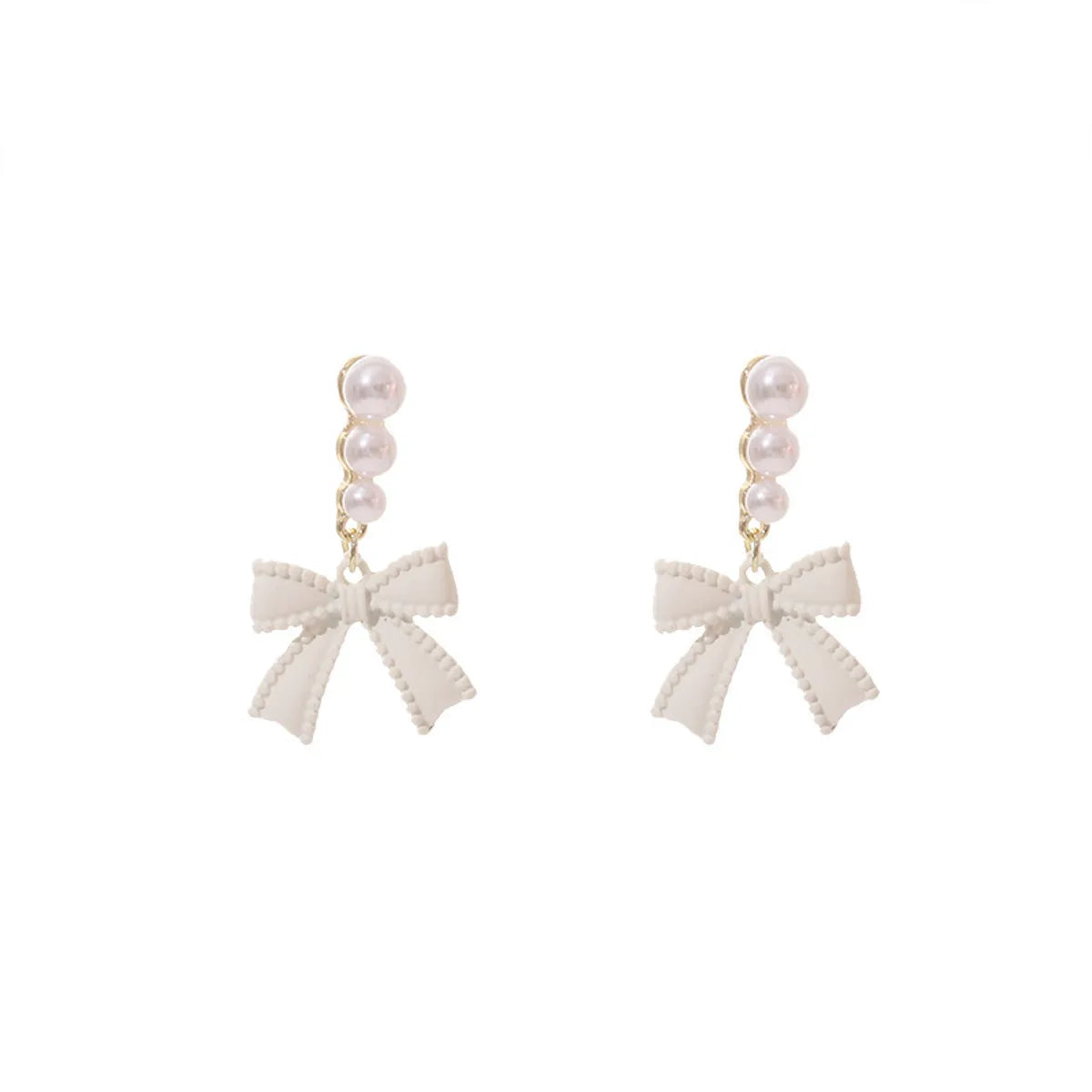 1 Pair Elegant Sweet Square Heart Shape Bow Knot Inlay Imitation Pearl Alloy Rhinestones Earrings