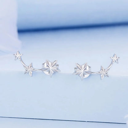 1 Pair Elegant Sweet Star Inlay Sterling Silver Zircon Drop Earrings