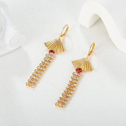 1 Pair Elegant Sweet Streetwear Star Inlay Copper Rhinestones Zircon 18K Gold Plated Drop Earrings