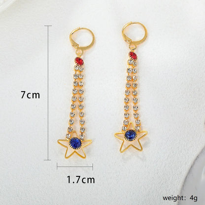 1 Pair Elegant Sweet Streetwear Star Inlay Copper Rhinestones Zircon 18K Gold Plated Drop Earrings