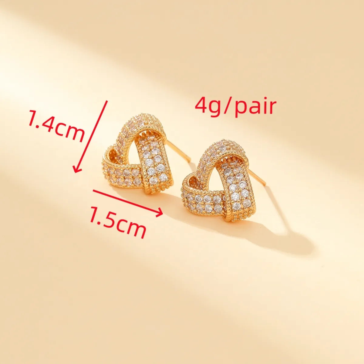 1 Pair Elegant Sweet Twist Plating Inlay Copper Zircon Gold Plated Ear Studs