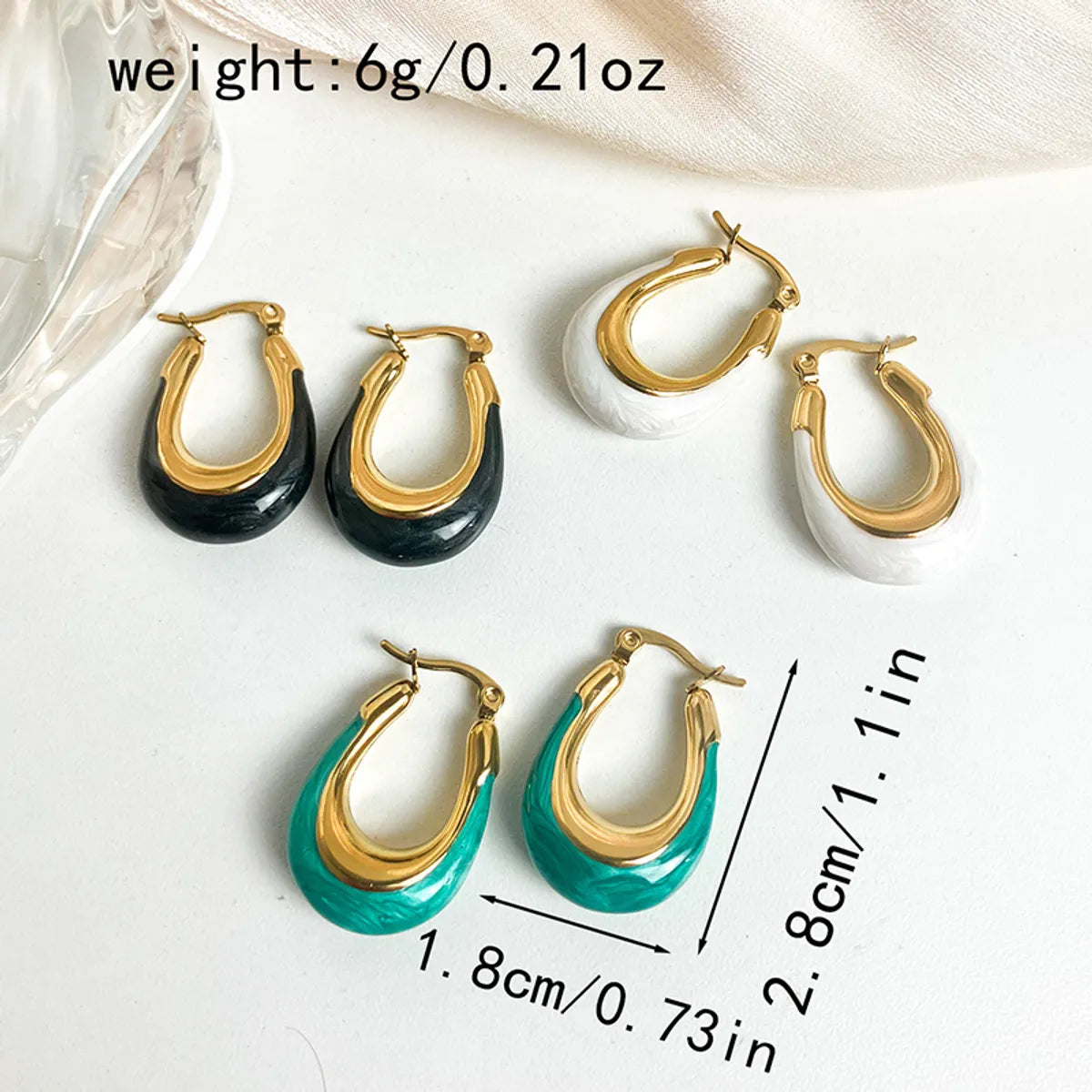 1 Pair Elegant Sweet U Shape Enamel Plating Stainless Steel Gold Plated Earrings