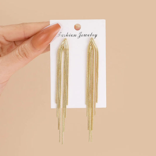 1 Pair Elegant Tassel Alloy Gold Plated Women's Drop Earrings