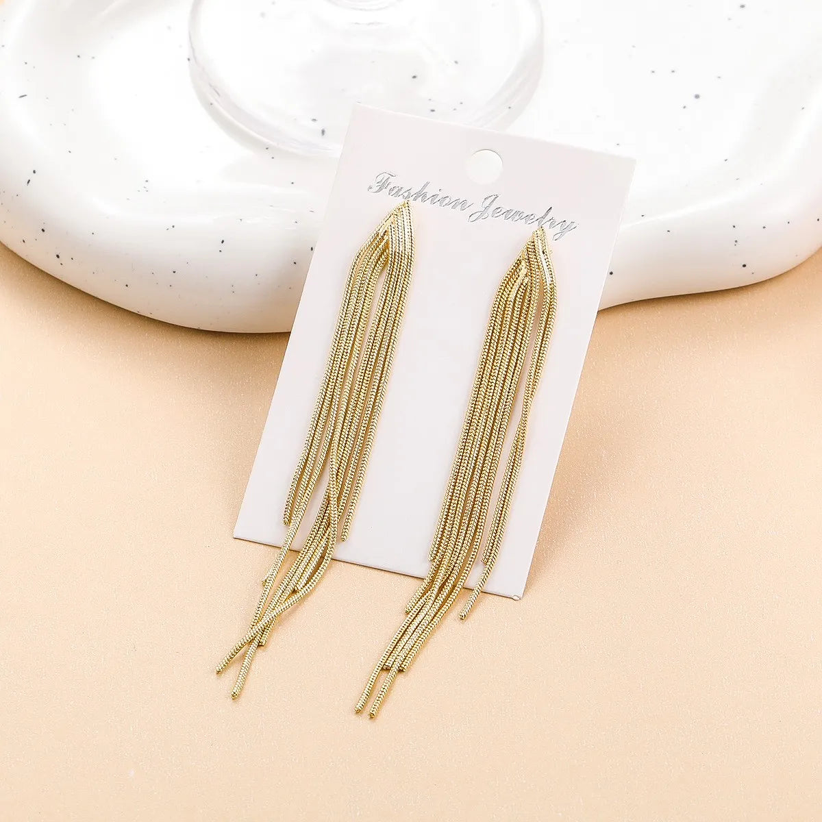 1 Pair Elegant Tassel Alloy Gold Plated Women's Drop Earrings