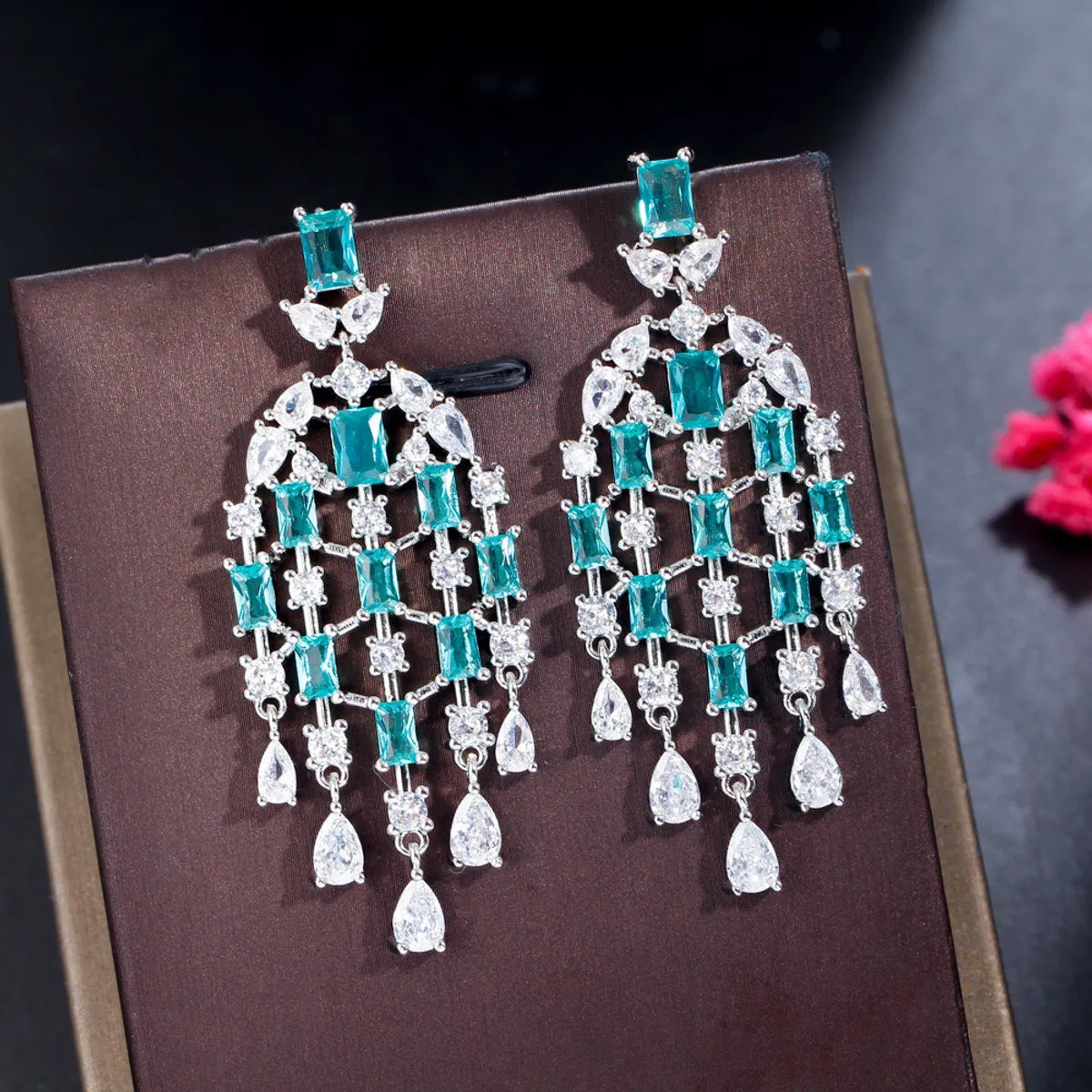 1 Pair Elegant Tassel Plating Inlay Copper Zircon Drop Earrings