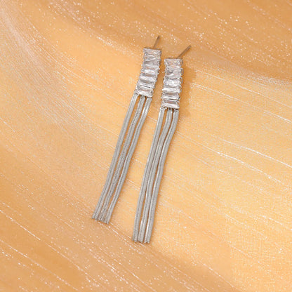 1 Pair Elegant Tassel Tassel 304 Stainless Steel Drop Earrings