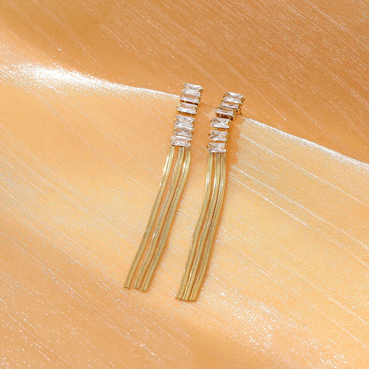 1 Pair Elegant Tassel Tassel 304 Stainless Steel Drop Earrings