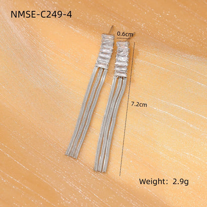 1 Pair Elegant Tassel Tassel 304 Stainless Steel Drop Earrings