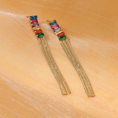 1 Pair Elegant Tassel Tassel 304 Stainless Steel Drop Earrings