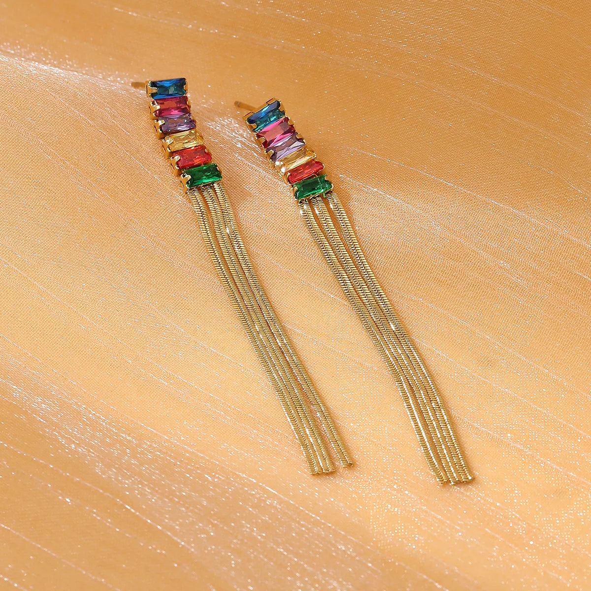 1 Pair Elegant Tassel Tassel 304 Stainless Steel Drop Earrings