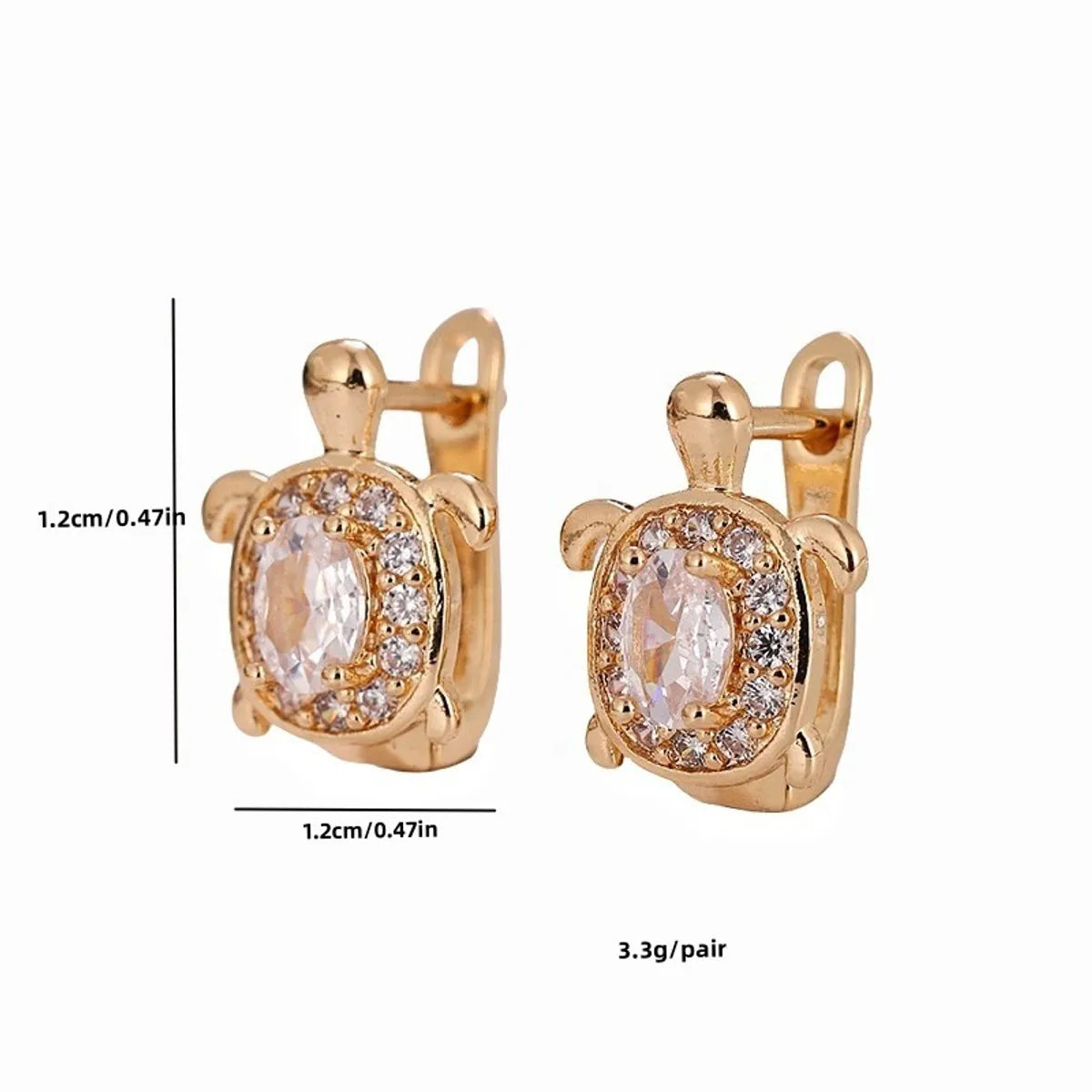 1 Pair Elegant Tortoise Plating Inlay Copper Zircon Earrings