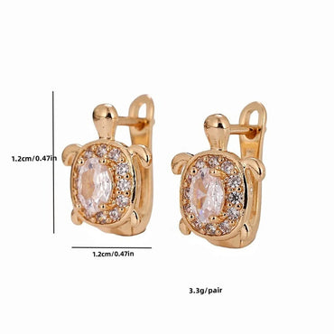 1 Pair Elegant Tortoise Plating Inlay Copper Zircon Earrings