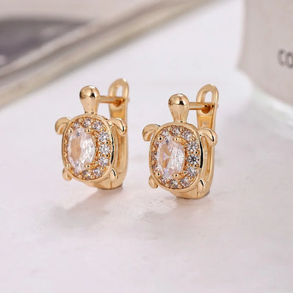 1 Pair Elegant Tortoise Plating Inlay Copper Zircon Earrings