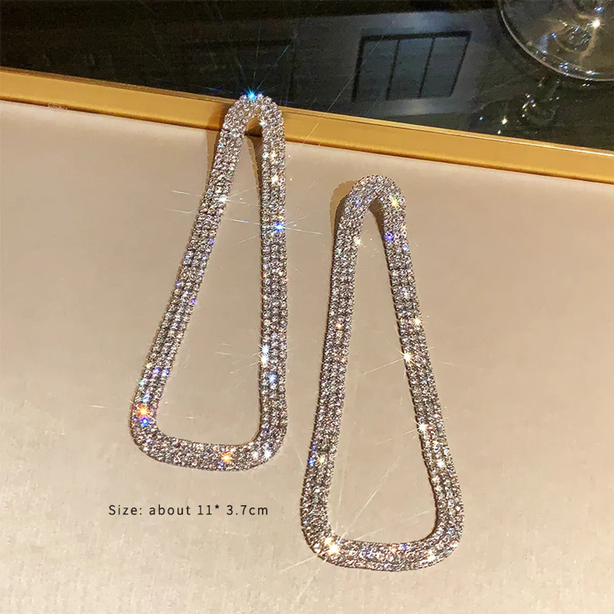 1 Pair Elegant Triangle Snake Plating Inlay Alloy Copper Alloy Artificial Rhinestones 18k Gold Plated White Gold Plated Drop Earrings