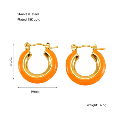 1 Pair Elegant U Shape Plating Stainless Steel Titanium Steel 18K Gold Plated Earrings