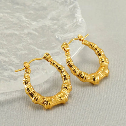 1 Pair Elegant U Shape Polishing Plating Stainless Steel 18k Gold Plated Earrings