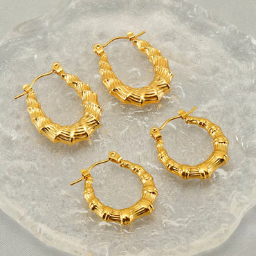 1 Pair Elegant U Shape Polishing Plating Stainless Steel 18k Gold Plated Earrings