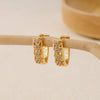 1 Pair Elegant V Shape Argyle Inlay Copper Zircon Earrings