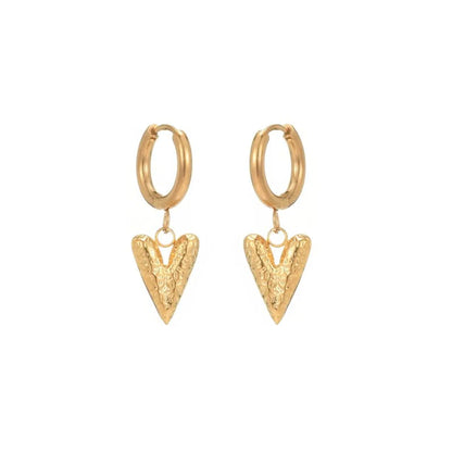 1 Pair Elegant V Shape Plating Stainless Steel 18k Gold Plated Drop Earrings