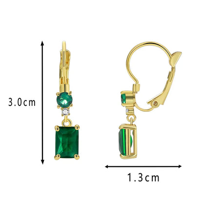 1 Pair Elegant Vacation Bohemian Geometric Square Water Droplets Inlay Brass Turquoise Zircon 18K Gold Plated Drop Earrings