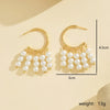 1 Pair Elegant Vacation Classic Style C Shape Tassel Asymmetrical Beaded Hollow Out Imitation Pearl Copper 18K Gold Plated Drop Earrings