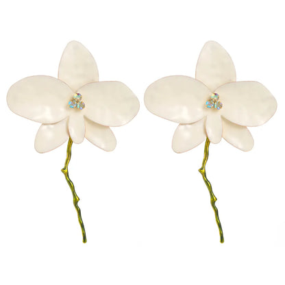 1 Pair Elegant Vacation Flower Plating Inlay Alloy Rhinestones Gold Plated Drop Earrings