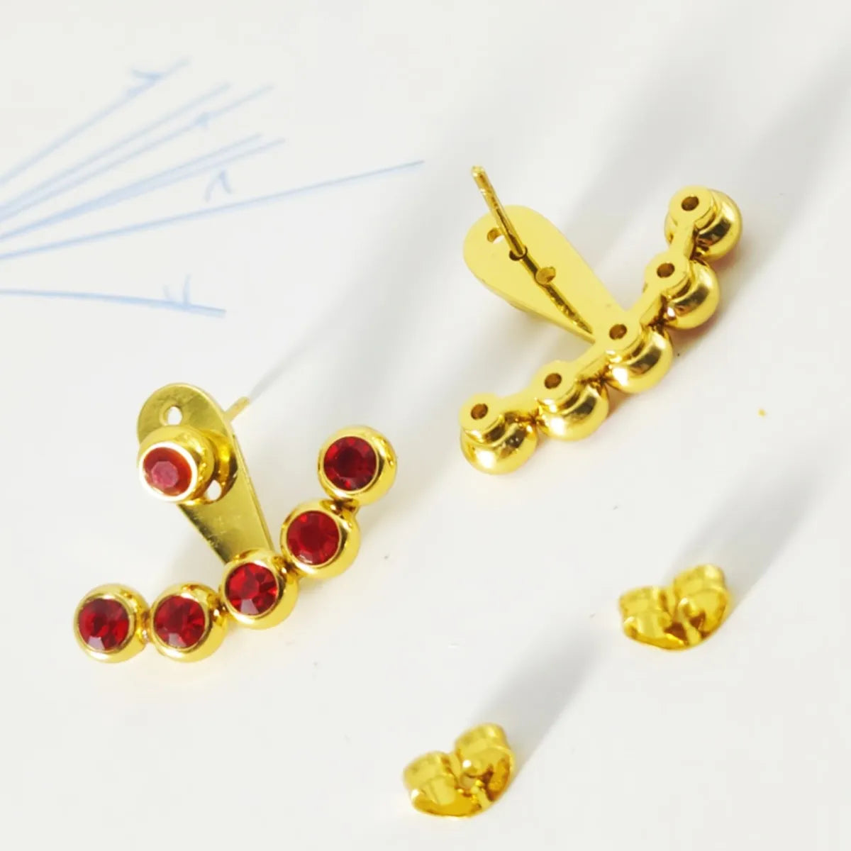 1 Pair Elegant Vacation IG Style Arc Type Hollow Out 304 Stainless Steel Rhinestones 18K Gold Plated Ear Studs