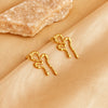 1 Pair Elegant Vacation Lines Polishing 304 Stainless Steel 18K Gold Plated Ear Studs