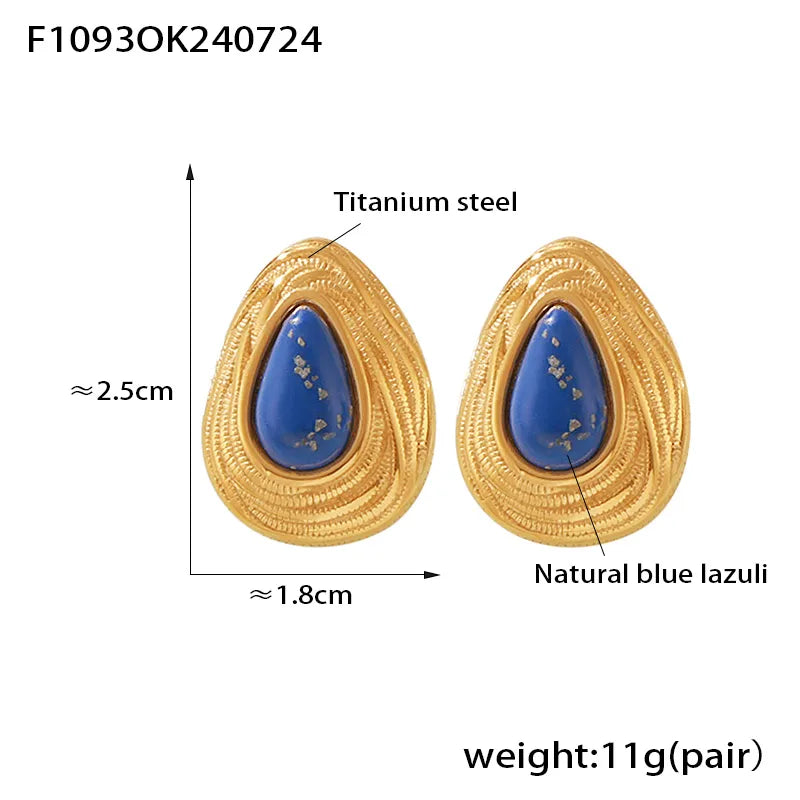 1 Pair Elegant Vacation Modern Style Water Droplets Plating Inlay Artificial Gemstones Titanium Steel 18K Gold Plated Ear Studs