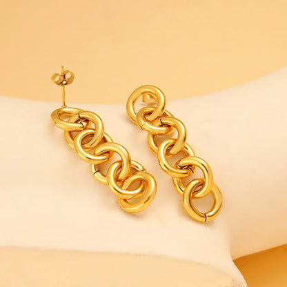 1 Pair Elegant Vacation Oversized Circle Plating 304 Stainless Steel 316 Stainless Steel  18K Gold Plated Drop Earrings