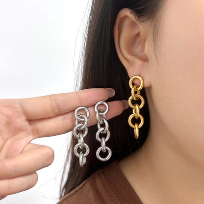 1 Pair Elegant Vacation Oversized Circle Plating 304 Stainless Steel 316 Stainless Steel  18K Gold Plated Drop Earrings