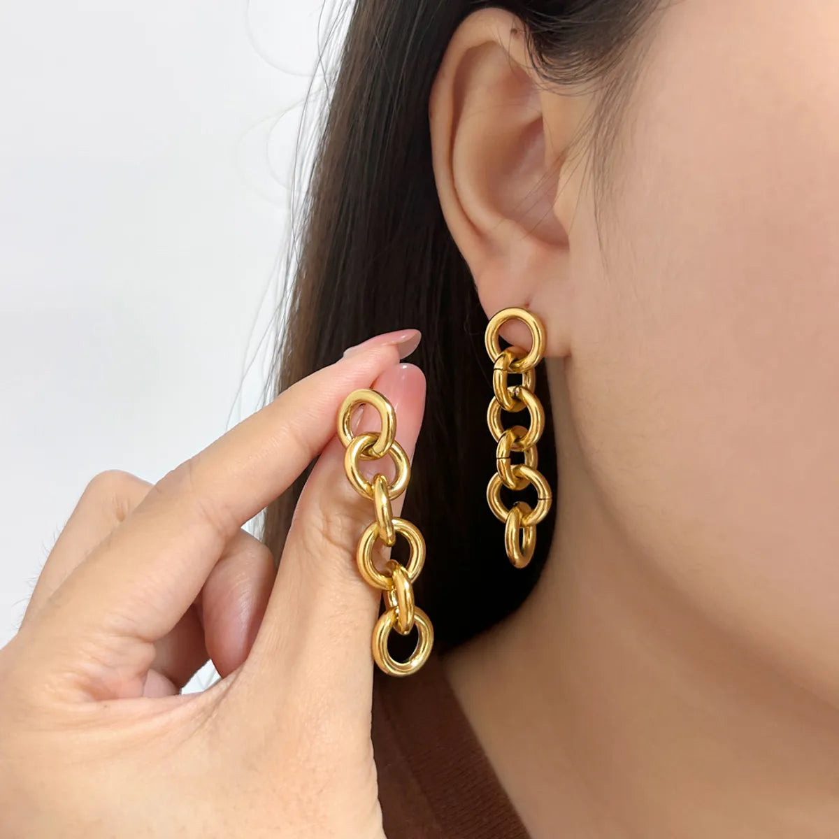 1 Pair Elegant Vacation Oversized Circle Plating 304 Stainless Steel 316 Stainless Steel  18K Gold Plated Drop Earrings