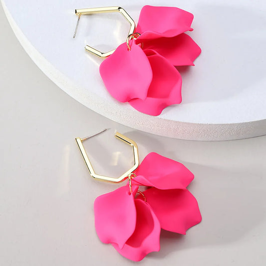 1 Pair Elegant Vacation Petal Arylic Zinc Alloy Drop Earrings