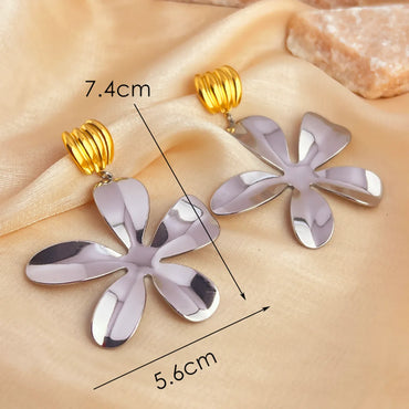 1 Pair Elegant Vacation Sector Shell Polishing Plating 304 Stainless Steel 18K Gold Plated Drop Earrings