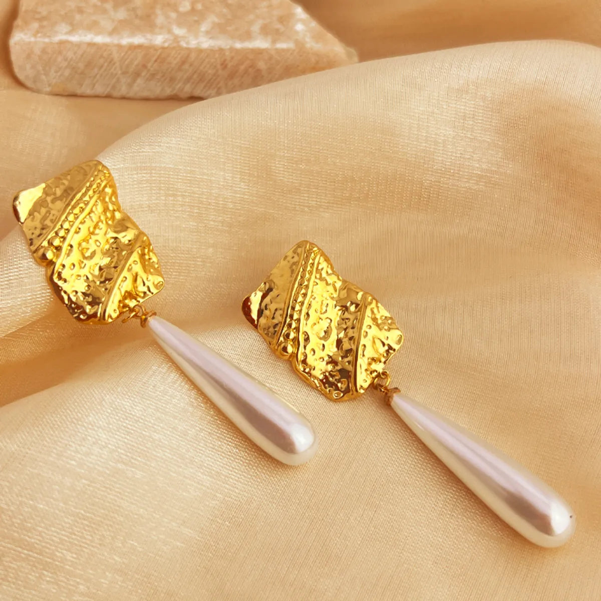 1 Pair Elegant Vacation Sector Shell Polishing Plating 304 Stainless Steel 18K Gold Plated Drop Earrings