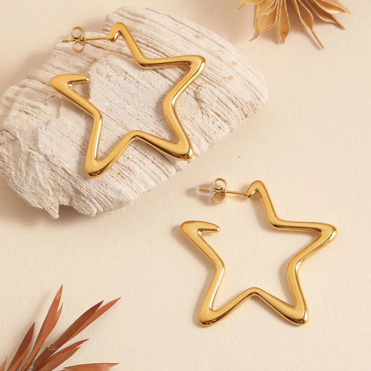 1 Pair Elegant Vacation Simple Style C Shape Star Solid Color Inlay 304 Stainless Steel Zircon 18K Gold Plated Ear Studs