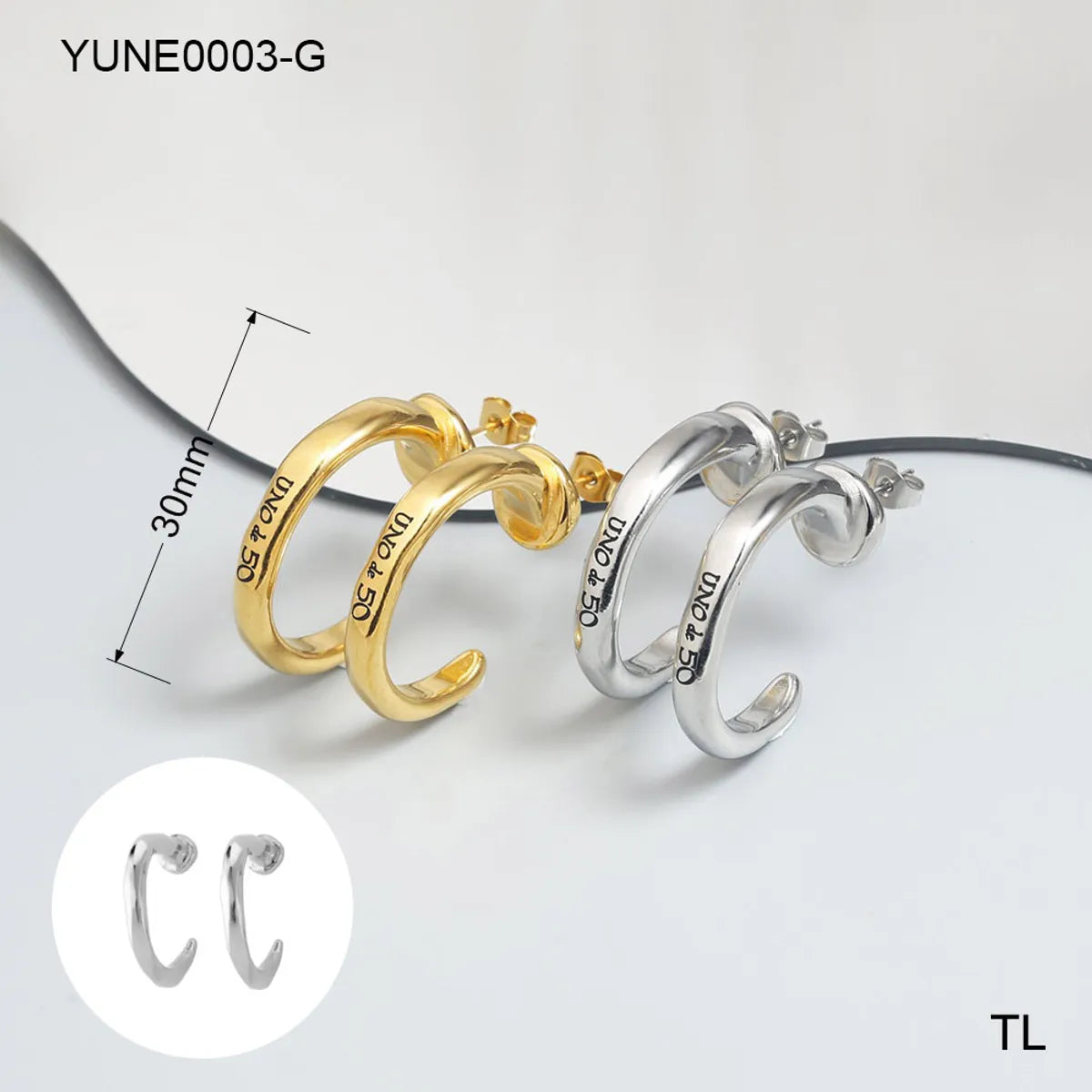 1 Pair Elegant Vacation Simple Style C Shape U Shape Solid Color 304 Stainless Steel 18K Gold Plated Earrings Ear Studs