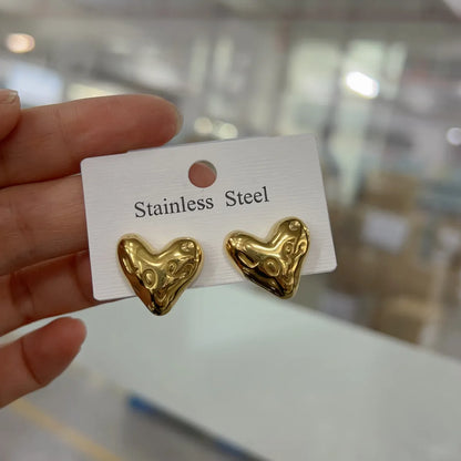 1 Pair Elegant Vacation Simple Style Heart Shape Plating Stainless Steel 18k Gold Plated Ear Studs