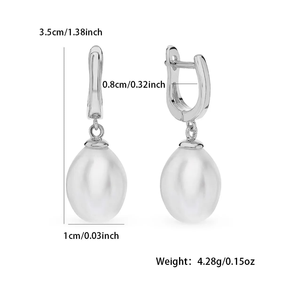 1 Pair Elegant Vacation Solid Color Plating Inlay Sterling Silver Artificial Pearls White Gold Plated Drop Earrings