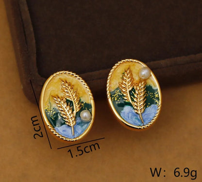 1 Pair Elegant Vintage Style Classic Style Irregular Grain Plating Inlay Copper Freshwater Pearl 18K Gold Plated Ear Studs