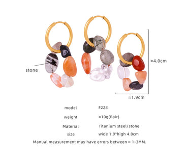 1 Pair Elegant Vintage Style Color Block Beaded Plating Natural Stone Titanium Steel 18k Gold Plated Drop Earrings