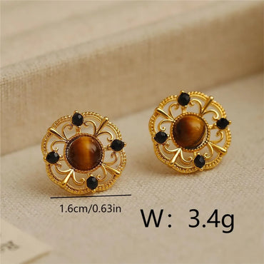 1 Pair Elegant Vintage Style Geometric Copper 18K Gold Plated Ear Studs