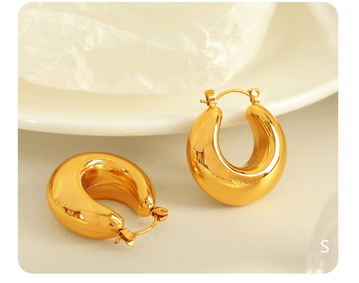 1 Pair Elegant Vintage Style IG Style U Shape Polishing 304 Stainless Steel 18K Gold Plated Earrings