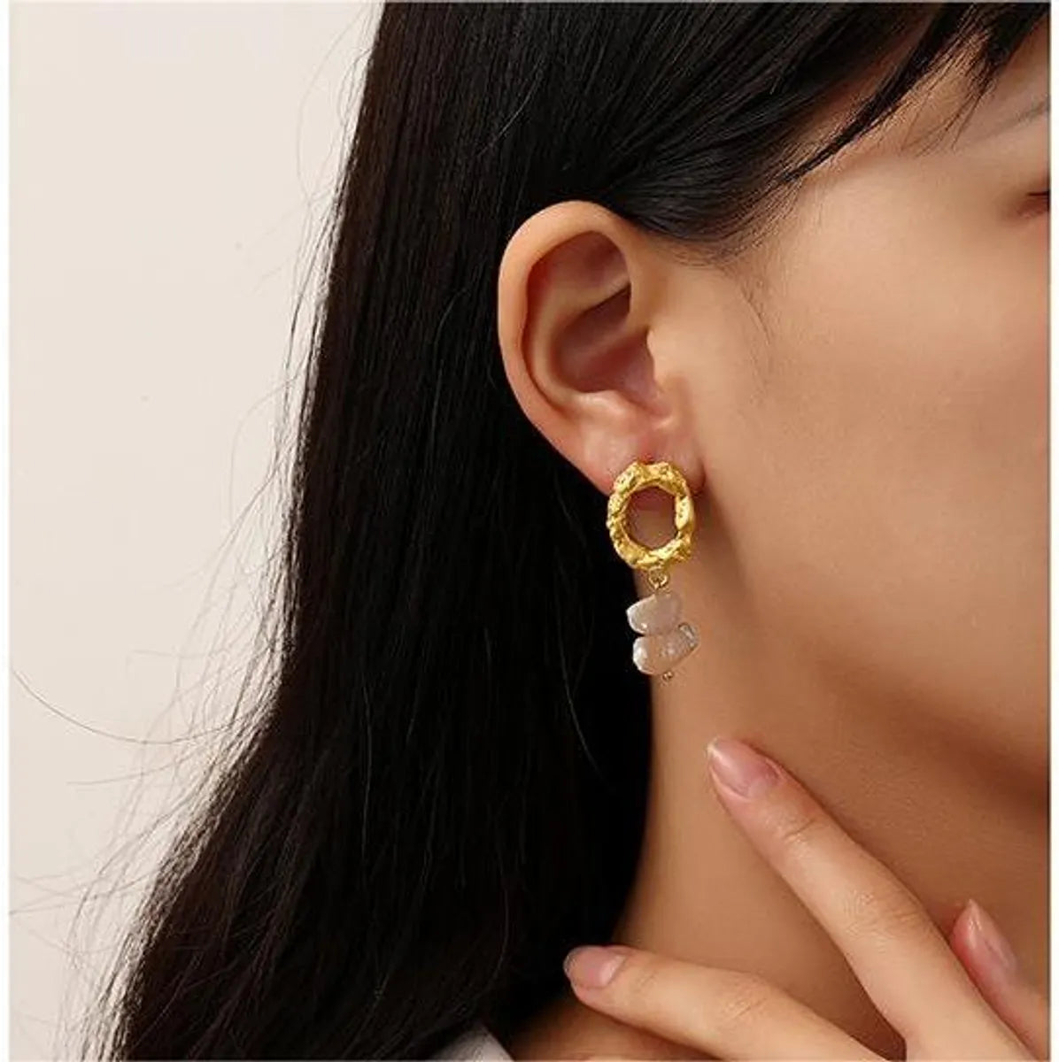 1 Pair Elegant Vintage Style Irregular Copper 18K Gold Plated Drop Earrings