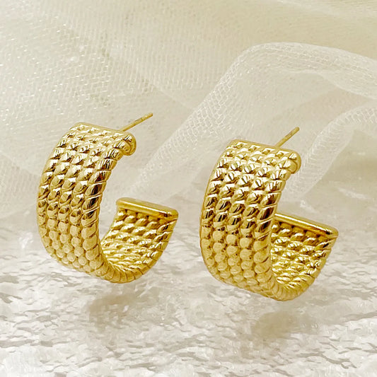 1 Pair Elegant Vintage Style Luxurious C Shape Polishing Plating Stainless Steel Gold Plated Ear Studs