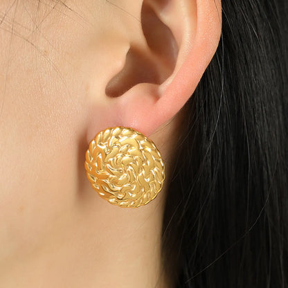 1 Pair Elegant Vintage Style Round Plating Titanium Steel 18k Gold Plated Ear Studs