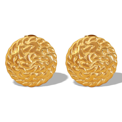 1 Pair Elegant Vintage Style Round Plating Titanium Steel 18k Gold Plated Ear Studs