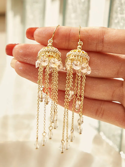 1 Pair Elegant Vintage Style Tassel Copper Drop Earrings