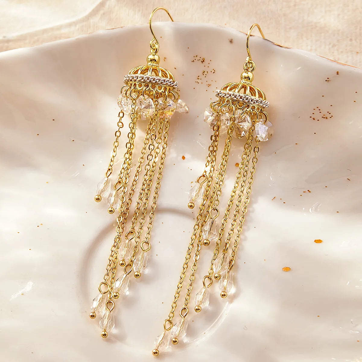 1 Pair Elegant Vintage Style Tassel Copper Drop Earrings